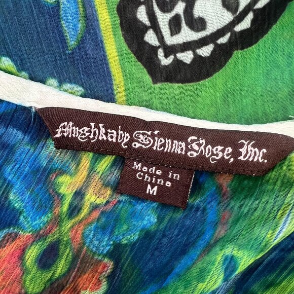Mushka by Sienna Rose M Sheer Tunic Top Green Blue Paisley Bohemian Festival - Picture 3 of 9